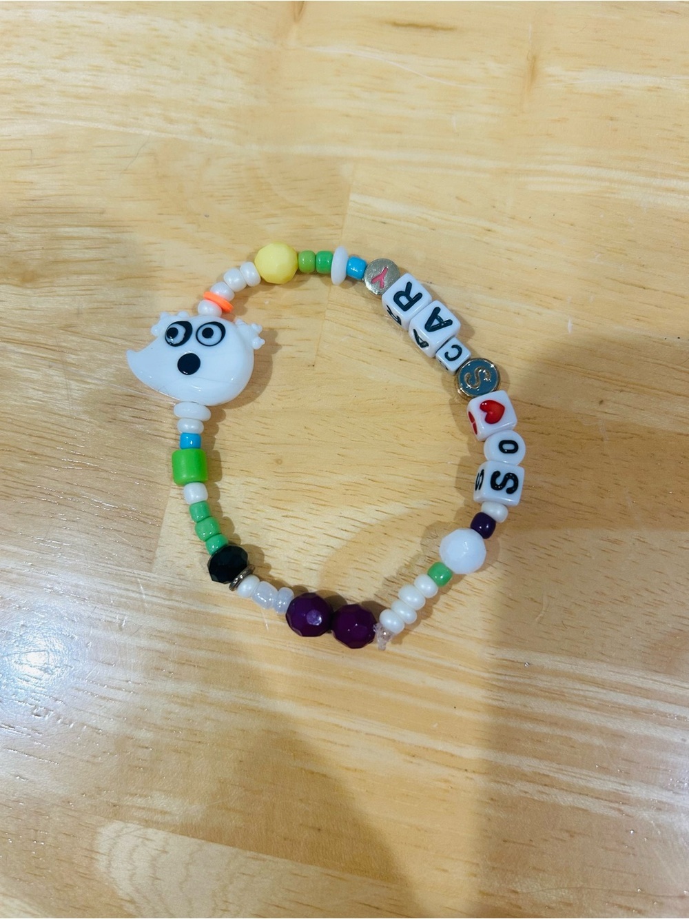 Handmade Beaded Bracelet with Ghost Charm - Multicolor